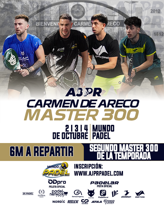 Flyer promocional del torneo AJPR CARMEN DE ARECO MASTER 300