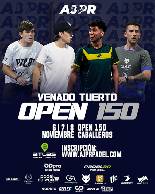 Flyer promocional del torneo AJPR VENADO TUERTO OPEN 150