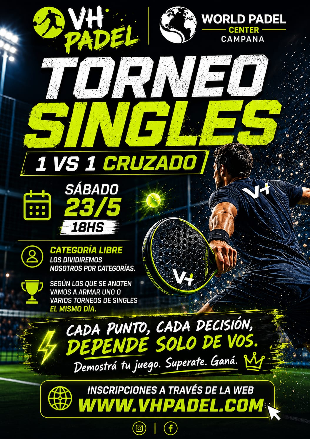 Flyer promocional del torneo SINGLES CAT LIBRE 1 VS 1