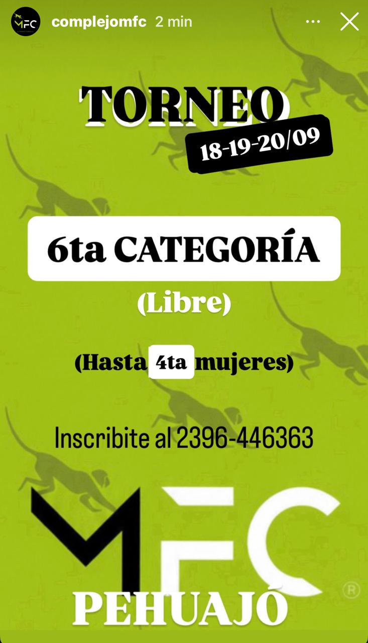 Flyer promocional del torneo TORNEO - 6TA CABALLEROS
