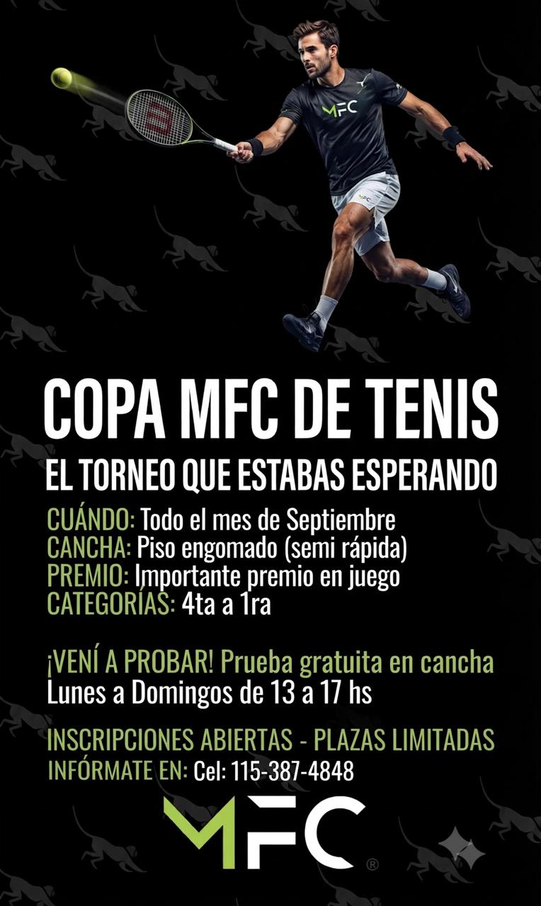 Flyer promocional del torneo COPA MFC DE TENIS