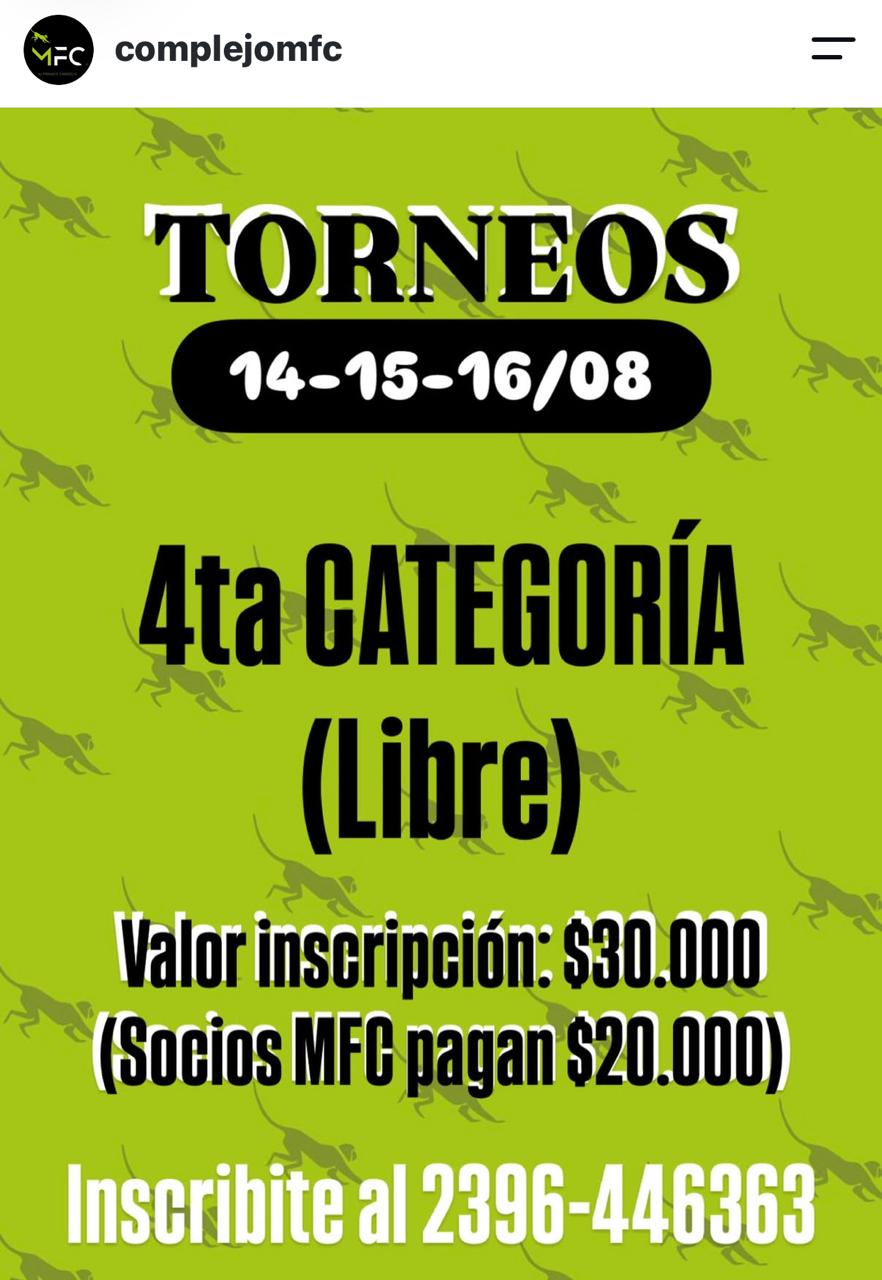 Flyer promocional del torneo TORNEO 4TA CABALLEROS L - 4TA CABALLEROS