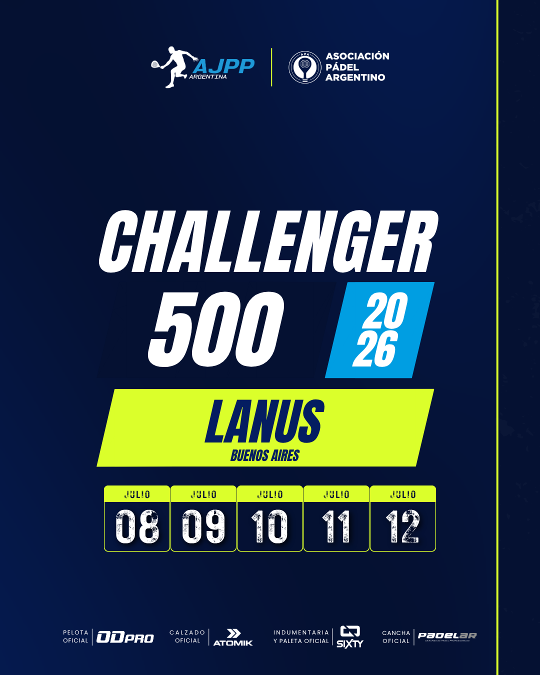 Flyer promocional del torneo LANUS | 500 | CHALLENGER