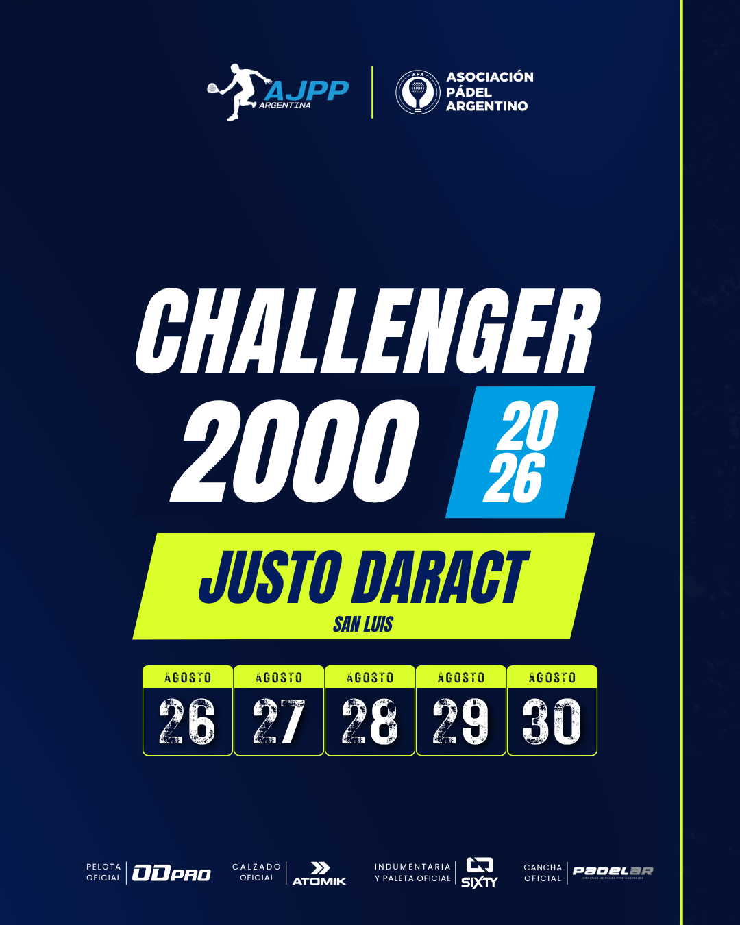 Flyer promocional del torneo JUSTO DARACT | 2000 | CHALLENGER