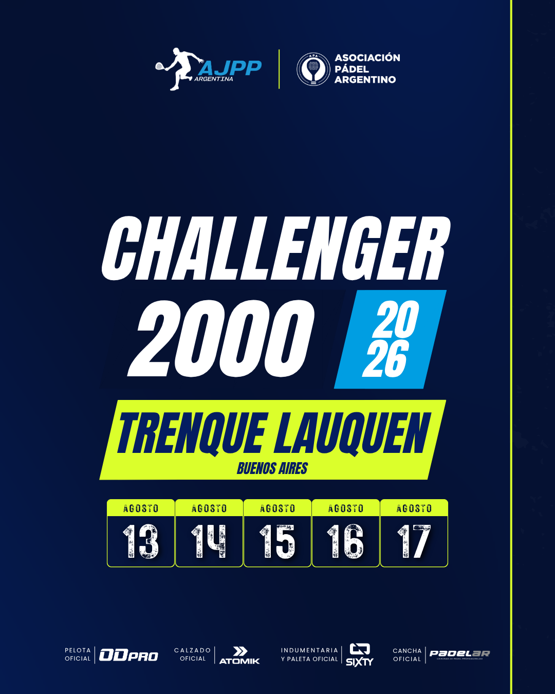 Flyer promocional del torneo TRENQUE LAUQUEN | 2000 | CHALLENGER