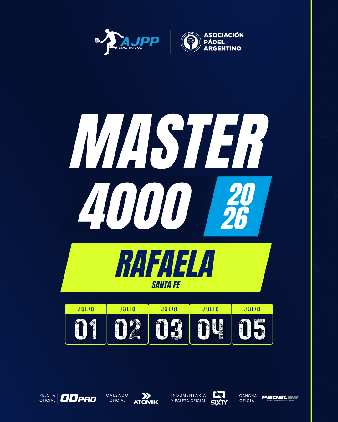 Flyer promocional del torneo RAFAELA | 4000 | MASTER
