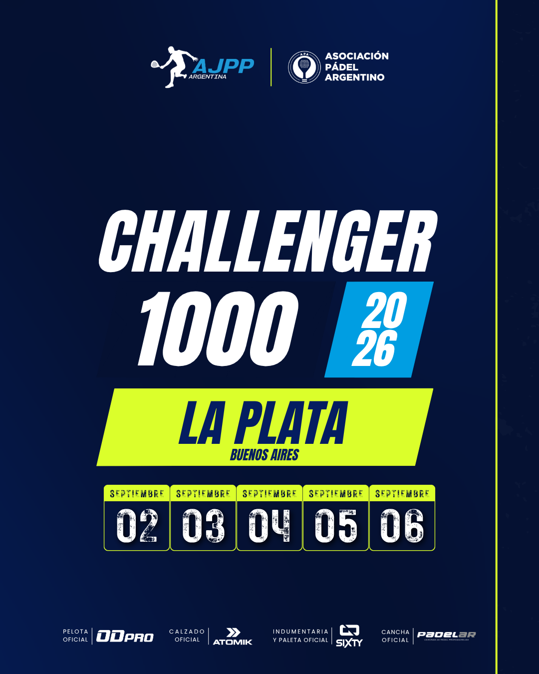 Flyer promocional del torneo LA PLATA | 1000 | CHALLENGER