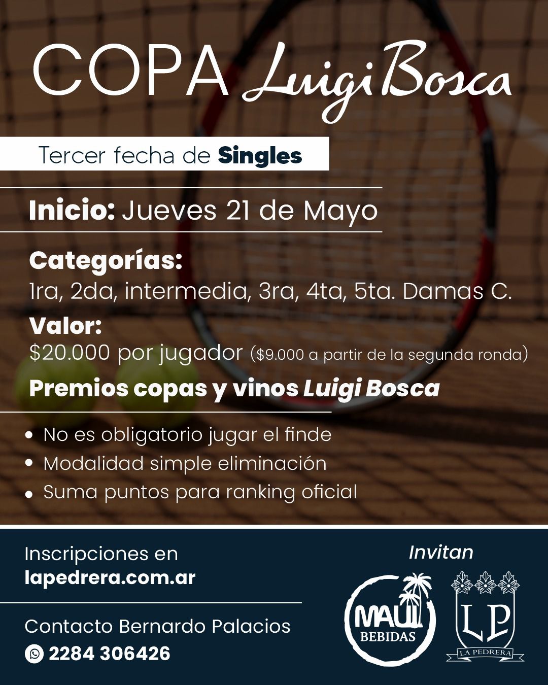 Flyer promocional del torneo Copa Luigi Bosca - 4TA CABALLEROS