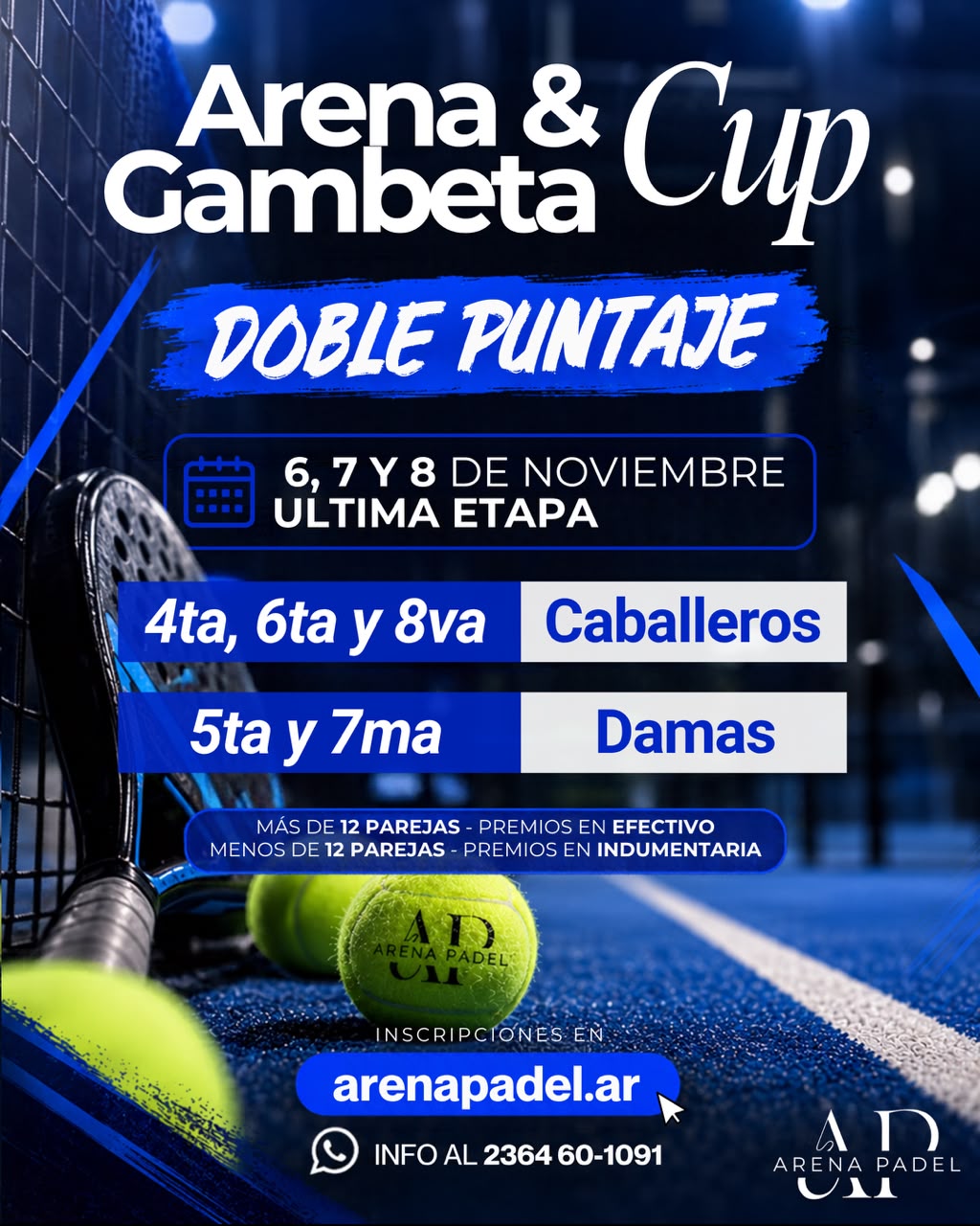 Flyer promocional del torneo ARENA Y GAMBETA CUP  - 7MA DAMAS