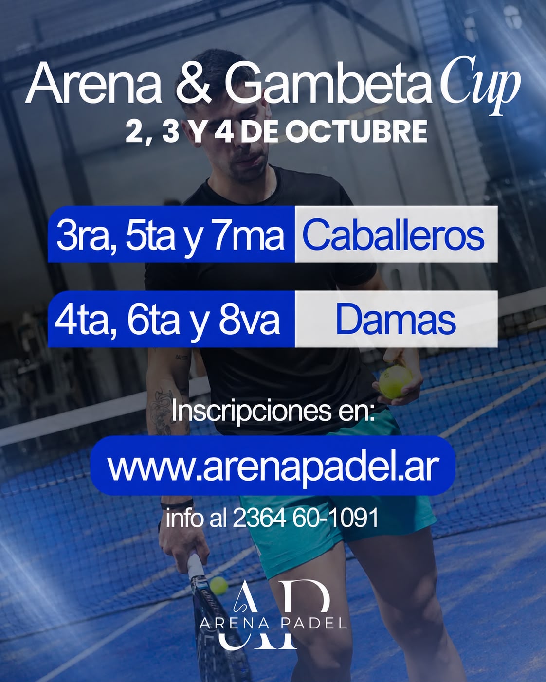 Flyer promocional del torneo ARENA Y GAMBETA CUP - 6TA DAMAS